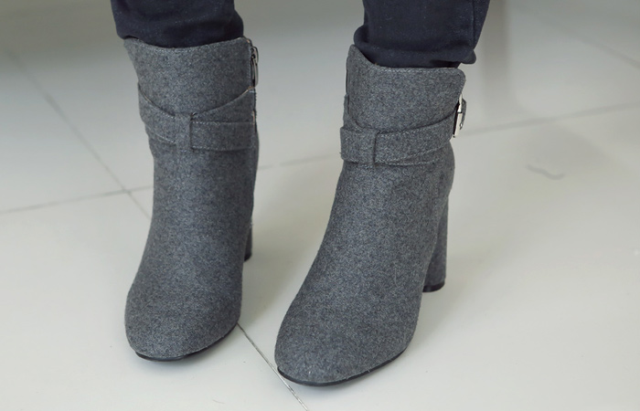 Wool Heel Ankle Booties
