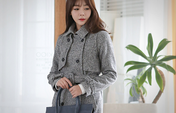 Classic Trench herringbone wool coat