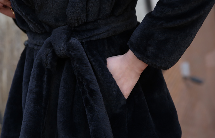 Flare mink fur coat with hood