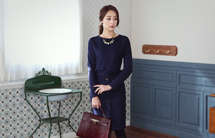 Gold button wool terry One Piece