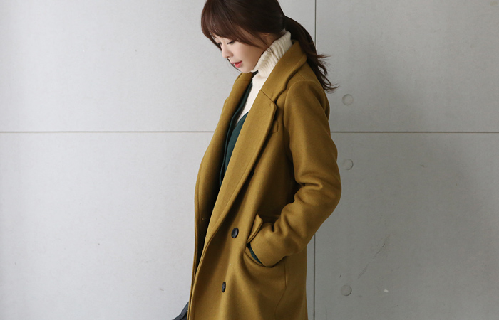 Double-button Boxy Long Coat