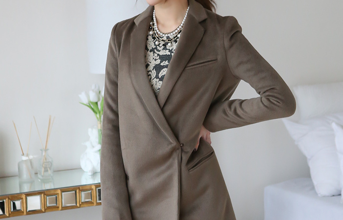 Long coat collar Slim cashmere touch