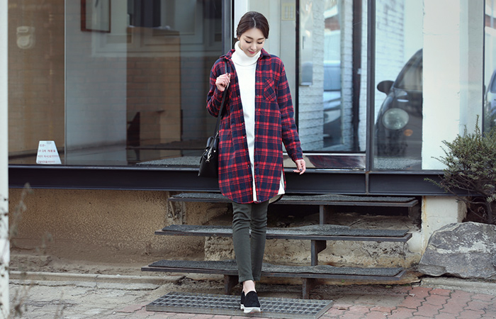 simple napping Cotton span banding pants