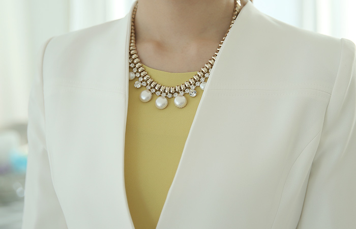 No collar incision stitch Long Jacket Ⅱ