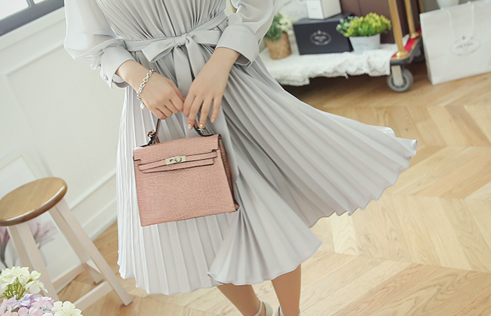 feminine Chiffon Pleats One Piece