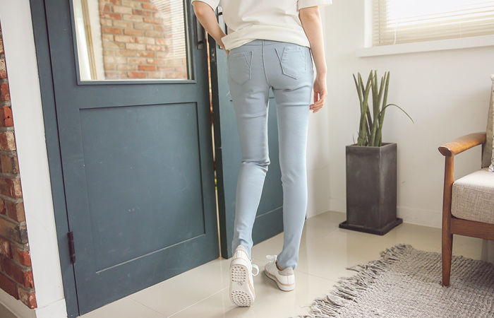 Pocket cutting Banding Skinny Pants
