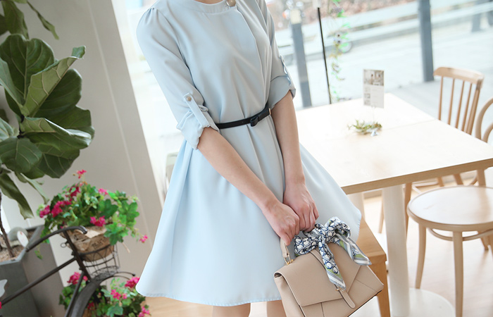 Button Neck Rollup Aline One Piece