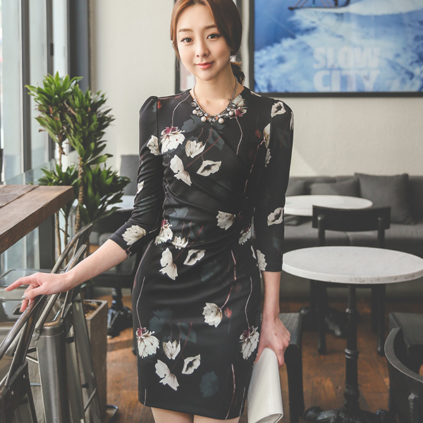 White Flower Ruched One Piece