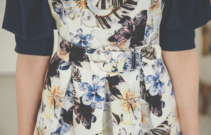 oriental floral Flare One Piece