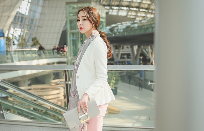 No collar Linen Jacket One Button