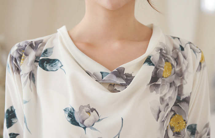 Elegance Big Flower Cowl Blouse