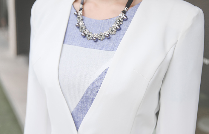 Chiffon Trimming No collar Jacket