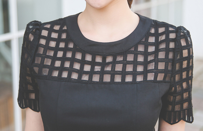 See-through look Check Body One Piece