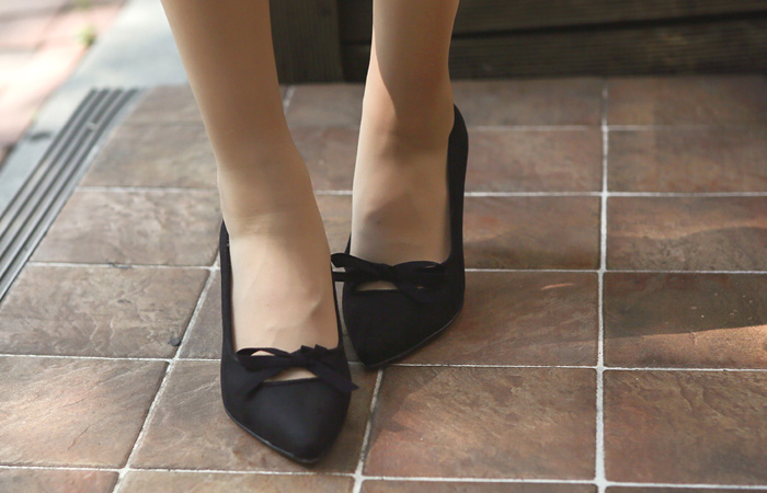 [Models wear28 car] Suede bowknot Hill