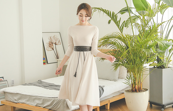 Boat Neck Flare Long one piece