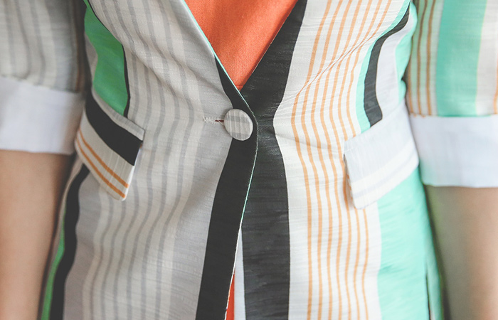 Color Stripe No collar Jacket