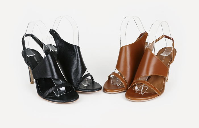 Cowhide unbalance Sandals Mules