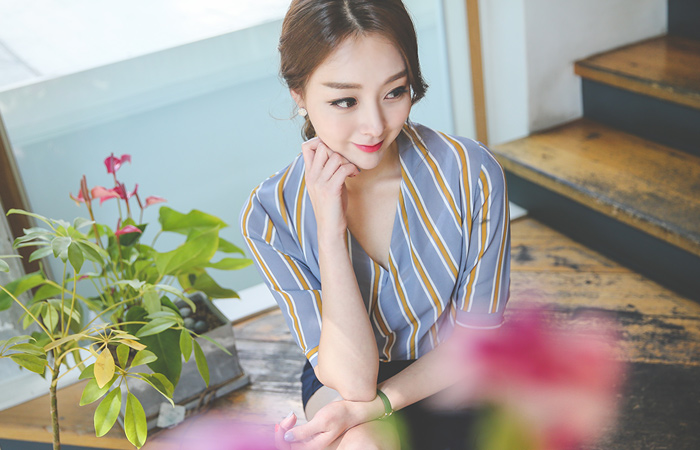 Wrap Blouse Stripe V