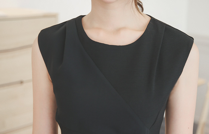 Diagonal color chiffon Wrinkle One Piece