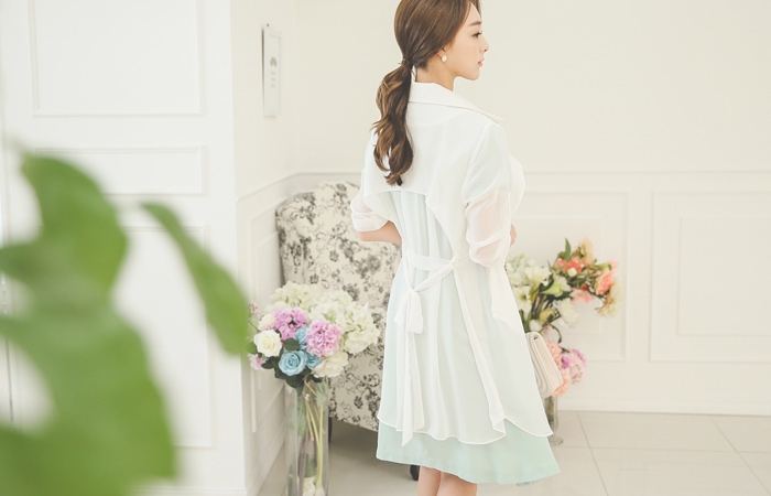 Rainey See-through look Chiffon Trench