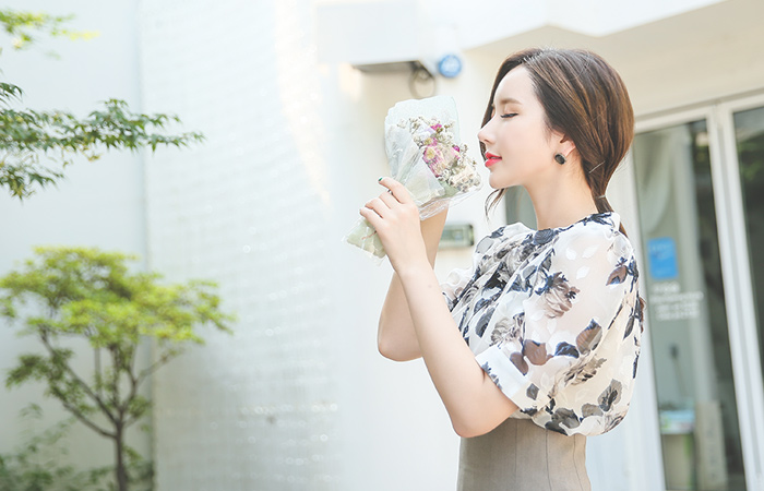 dark rose See-through look Blouse