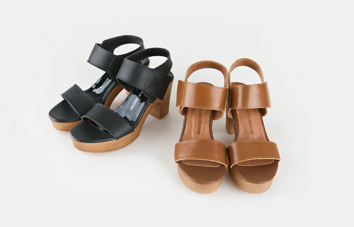 Velcro Cowhide Platform shoes Sandals