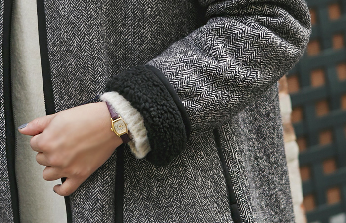 Fleece lining Herringbone Coat