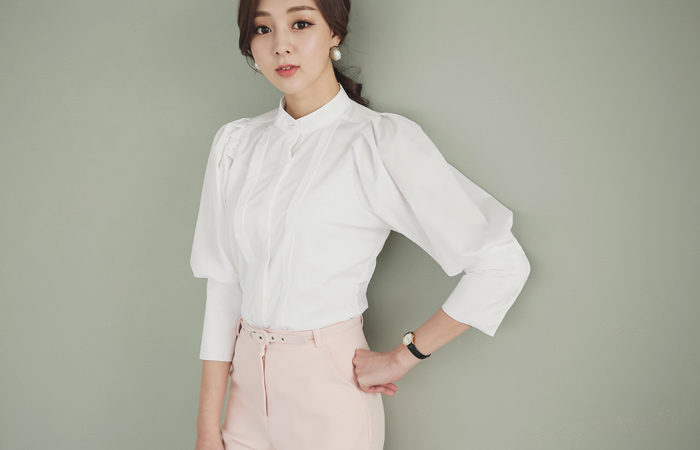 Pin tuck Balloon China Blouse