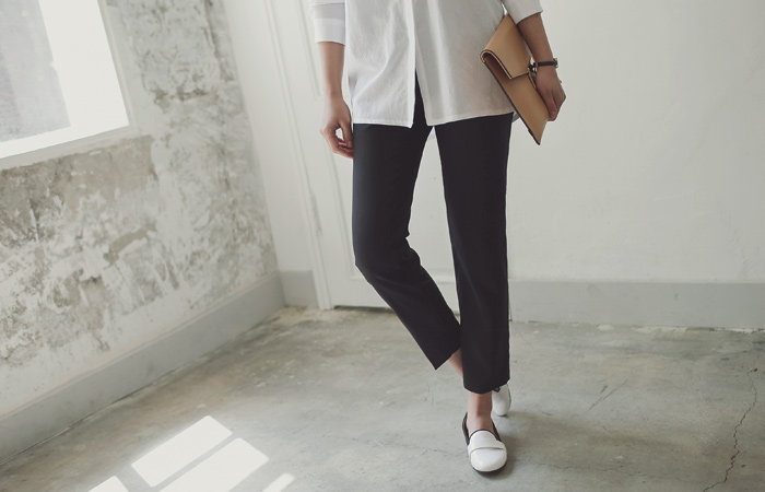 Button Belt Slim Slacks