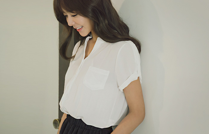 Banding linen dress shirt color