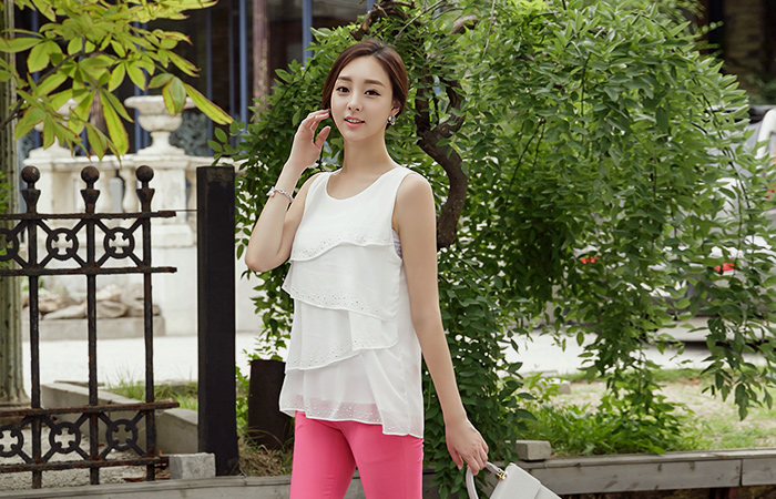 Long cubic Tiered Blouse