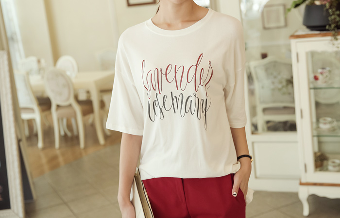 Lavender lettering Long t shirts