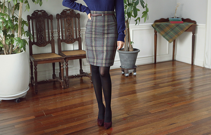Madras Check High Skirt