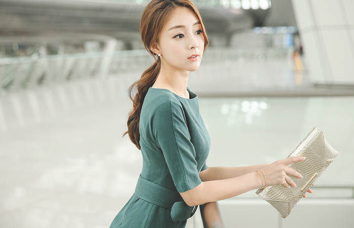 Boat Neck Belted Linen One Piece