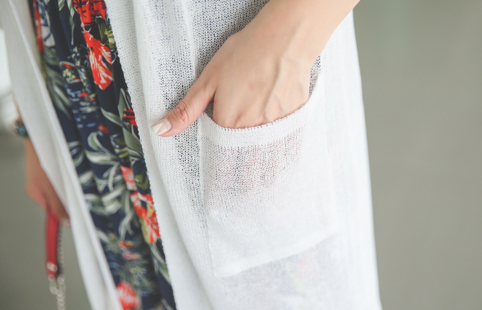 Long cardigan pocket box yeopteuim
