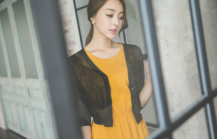 Back lace V-neck 7 Part Cardigan