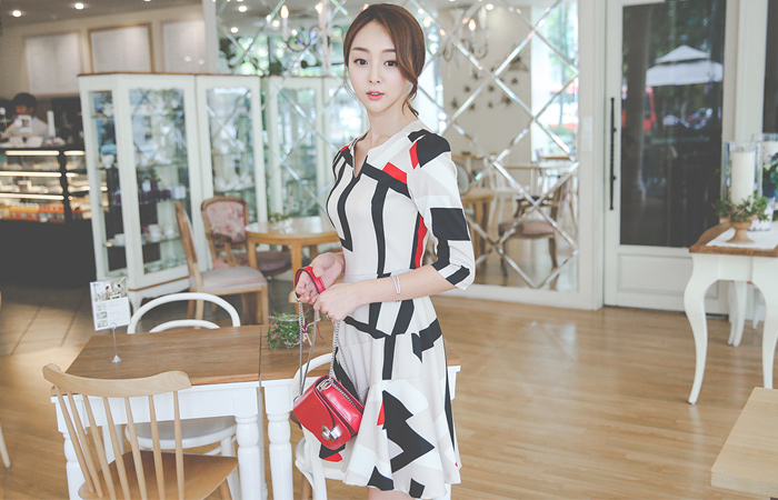 Heart Neck Ruffle Dress unique diagonal