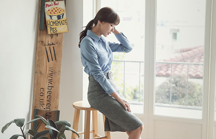 Basic Slim Fit Shirt cotton denim