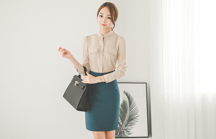 Darts simple high waist Skirt