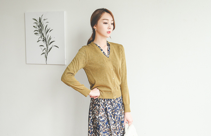 All Day V-neck Basic Cardigan