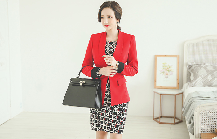 chic color combination Jacket Wave cut