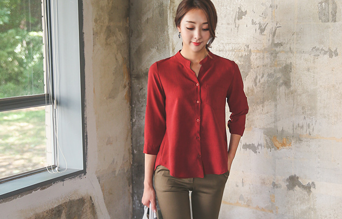 Basic half open China Shirt