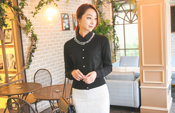 Pearl triple line Cardigan