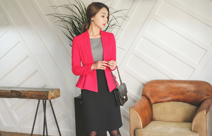 Vivid No collar Flare Jacket
