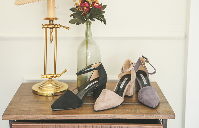 [Models wear31 car] Suede Strap Middle heel