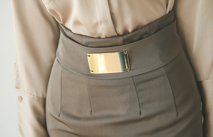 Gold Square Satin Skirt