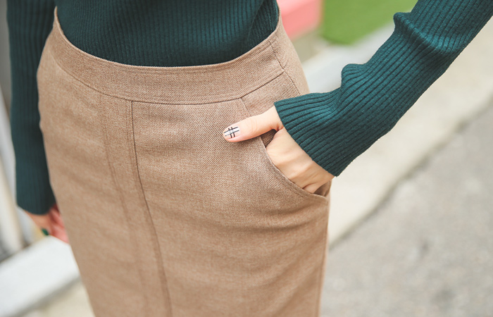 Basic bokasi Pocket Skirt