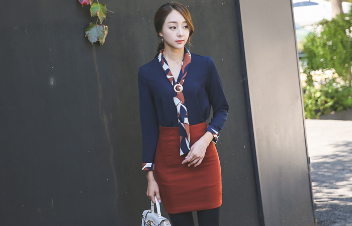 Gold ring scarf Blouse