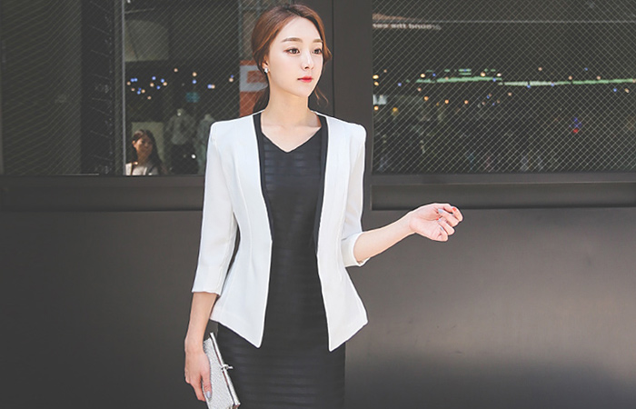 simple color combination No collar 7 section Jackets