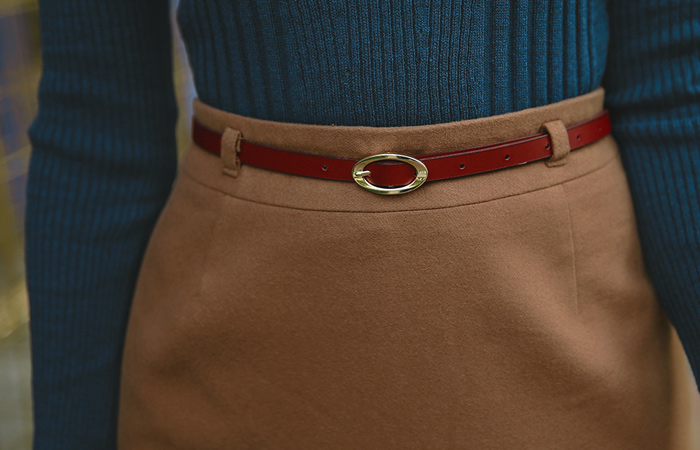 Basic Belt Wool Skirt